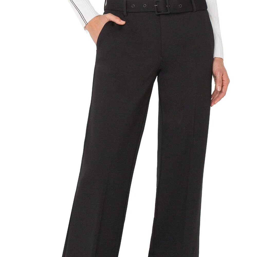 LIVERPOOL KELSEY WIDE LEG TROUSER WITH BELT Size 88 / BLACK